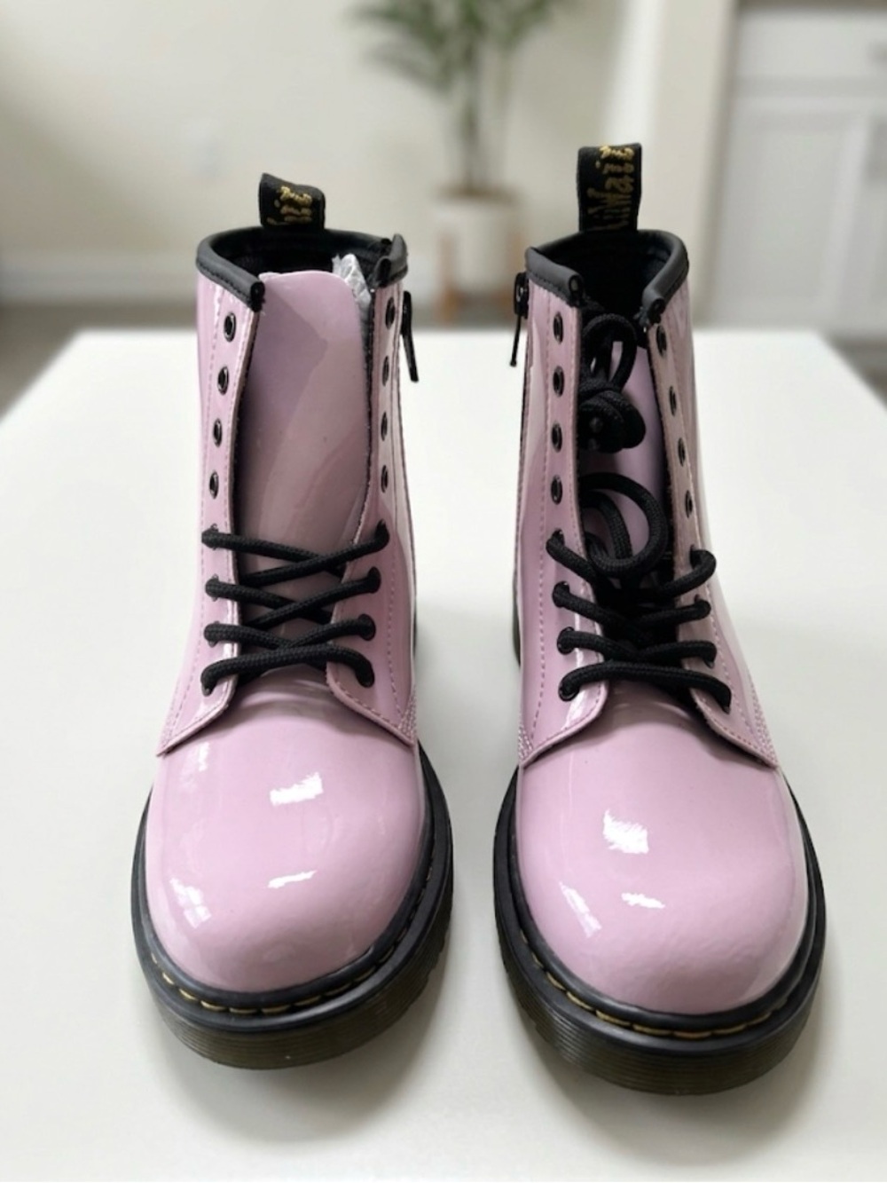 Dr. Martens 1460 Patent Leather Boots in Pale Pink. New